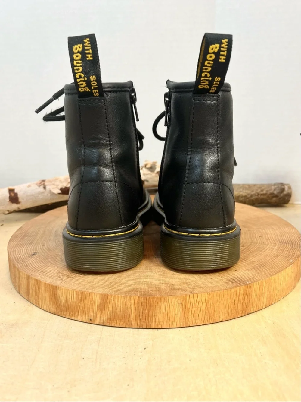 Dr. Martens Kids 1460J Black Leather Lace Up Boots Size 2